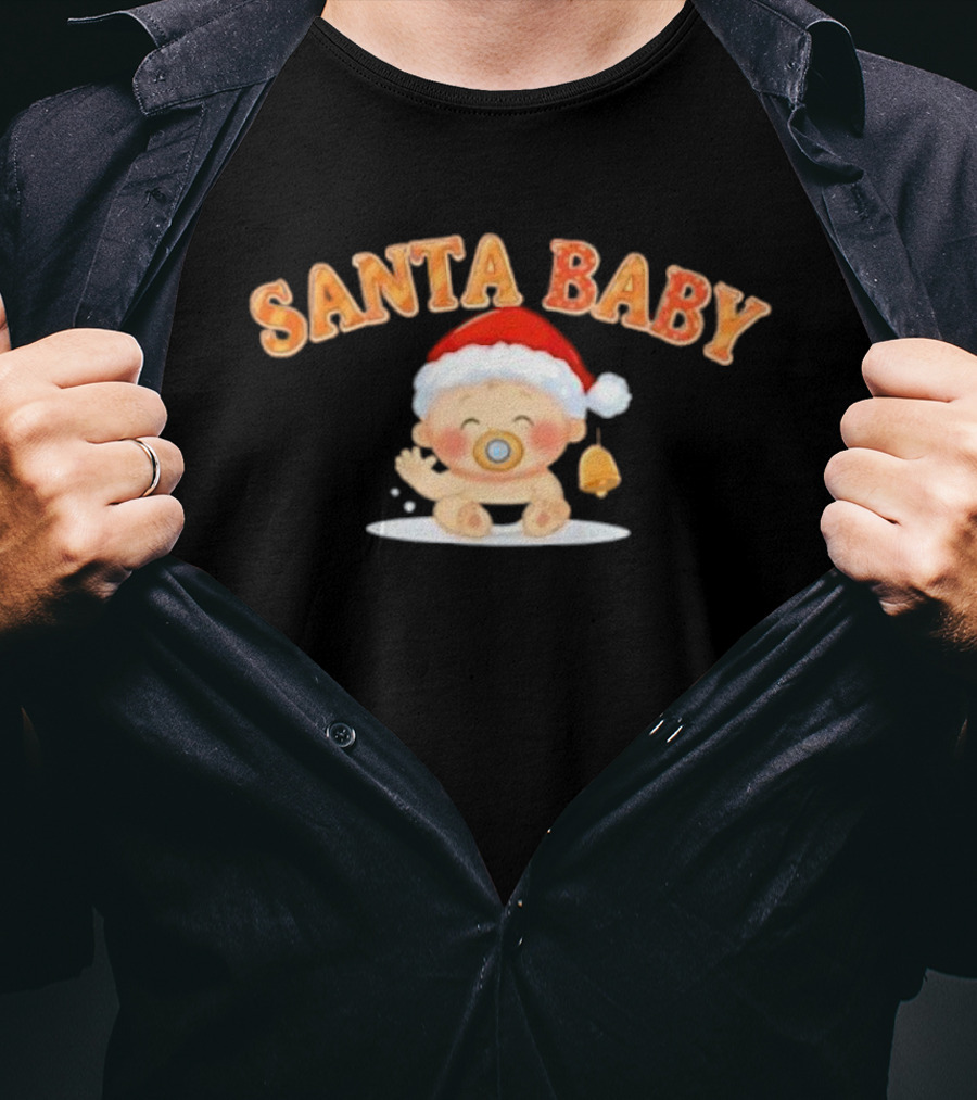 Santa Baby Holiday Infant With Santa Hat And Bell T-Shirt