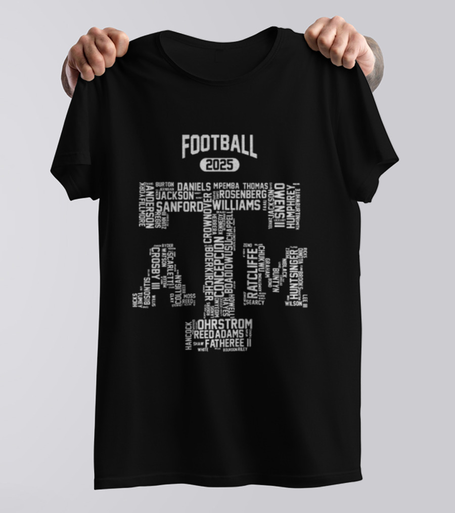 Texas A&M Aggies Football 2025 All Name Roster T-Shirt