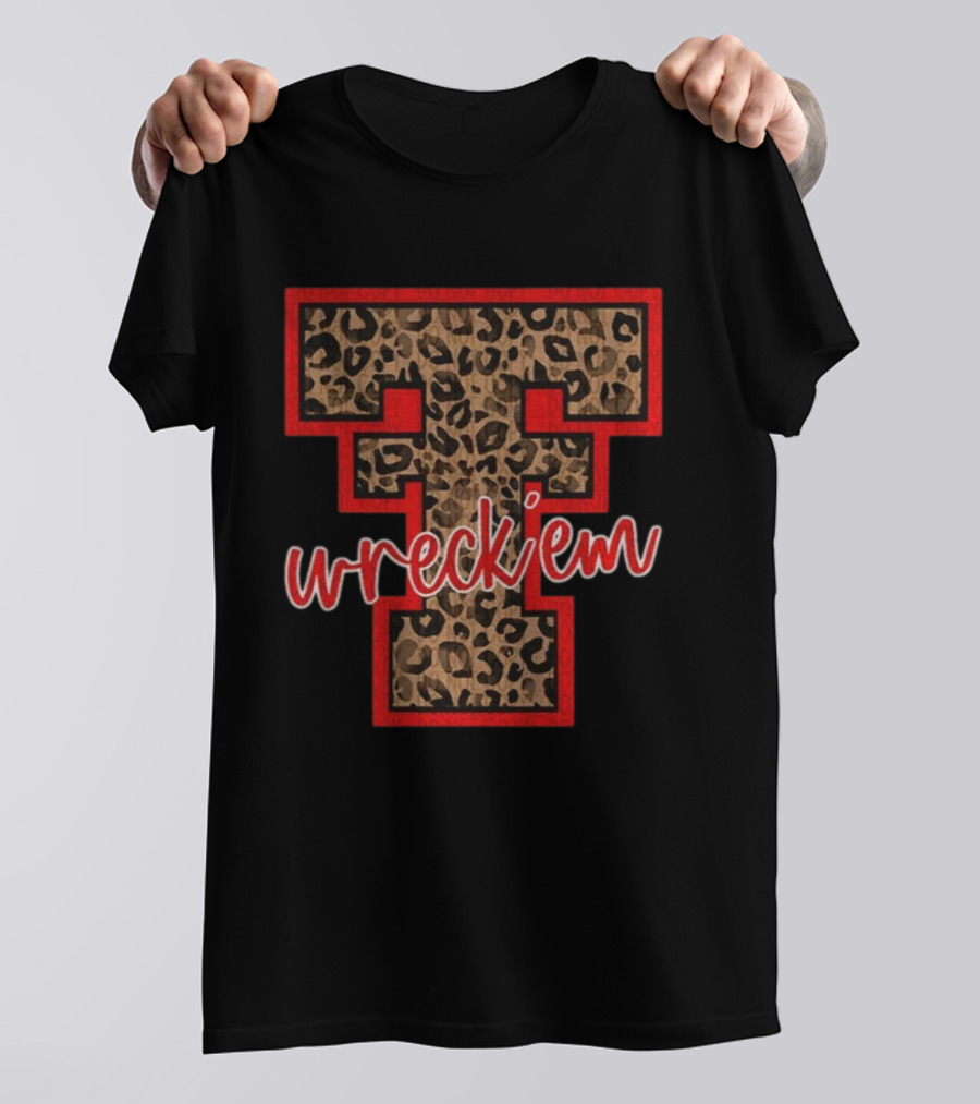 Texas Tech Red Raiders Leopard Print Wreck 'Em 2025 Game Day T-Shirt