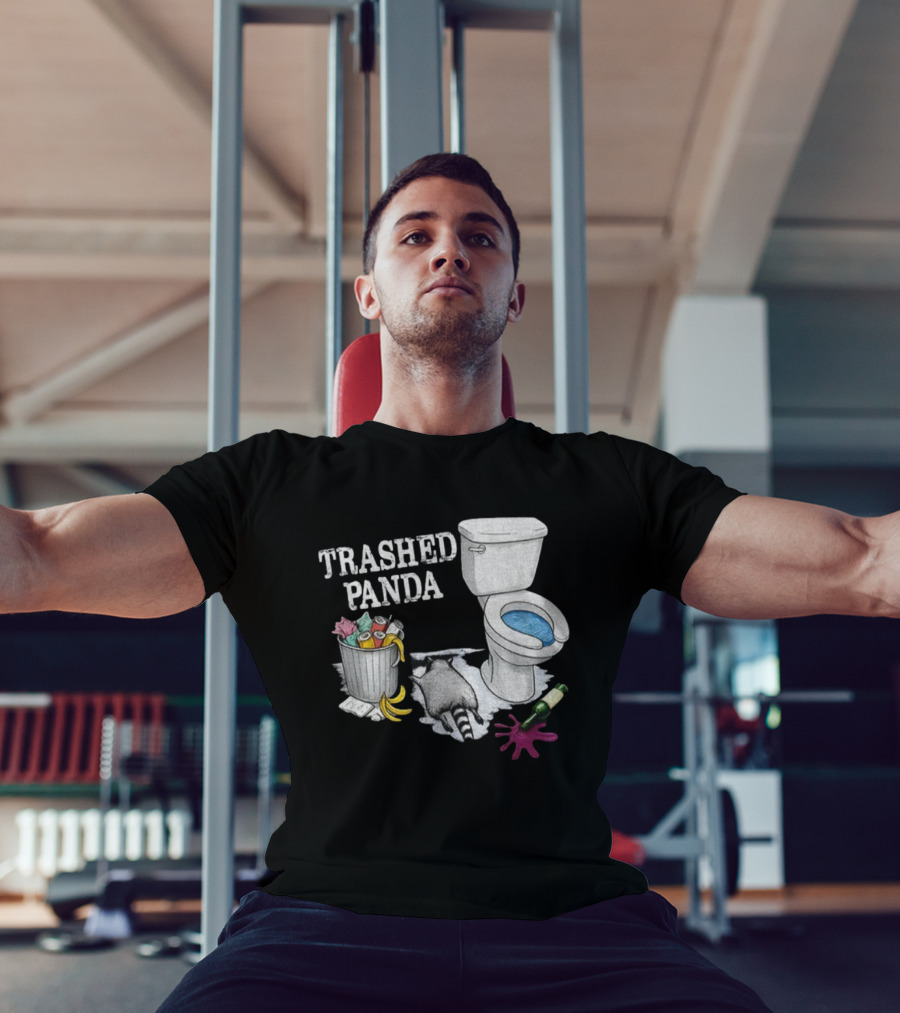 Trashed Panda Drunk Raccoon Party Animal Joke Toilet Humor T-Shirt