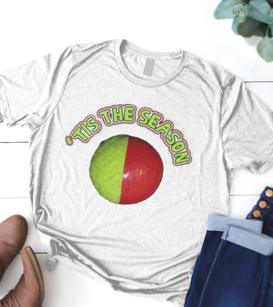 ‘Tis The Season Christmas Coming Tennis Ball Design T-Shirt