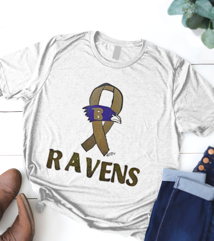 Baltimore Ravens Ribbon B Logo Fan Apparel Ravens NFL Team T-Shirt
