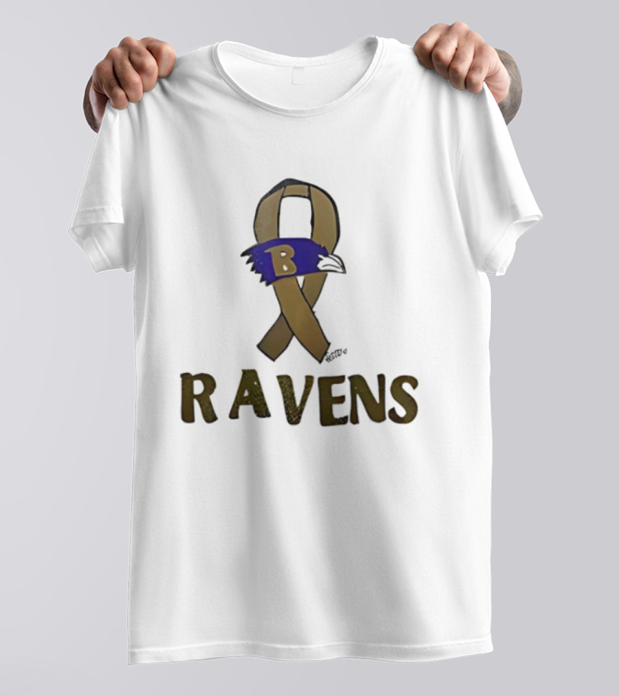 Baltimore Ravens Ribbon B Logo Fan Apparel Ravens NFL Team T-Shirt