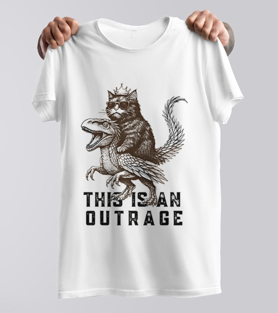Dungeon Crawler Carl This Is An Outrage Cat Riding Dinosaur T-Shirt