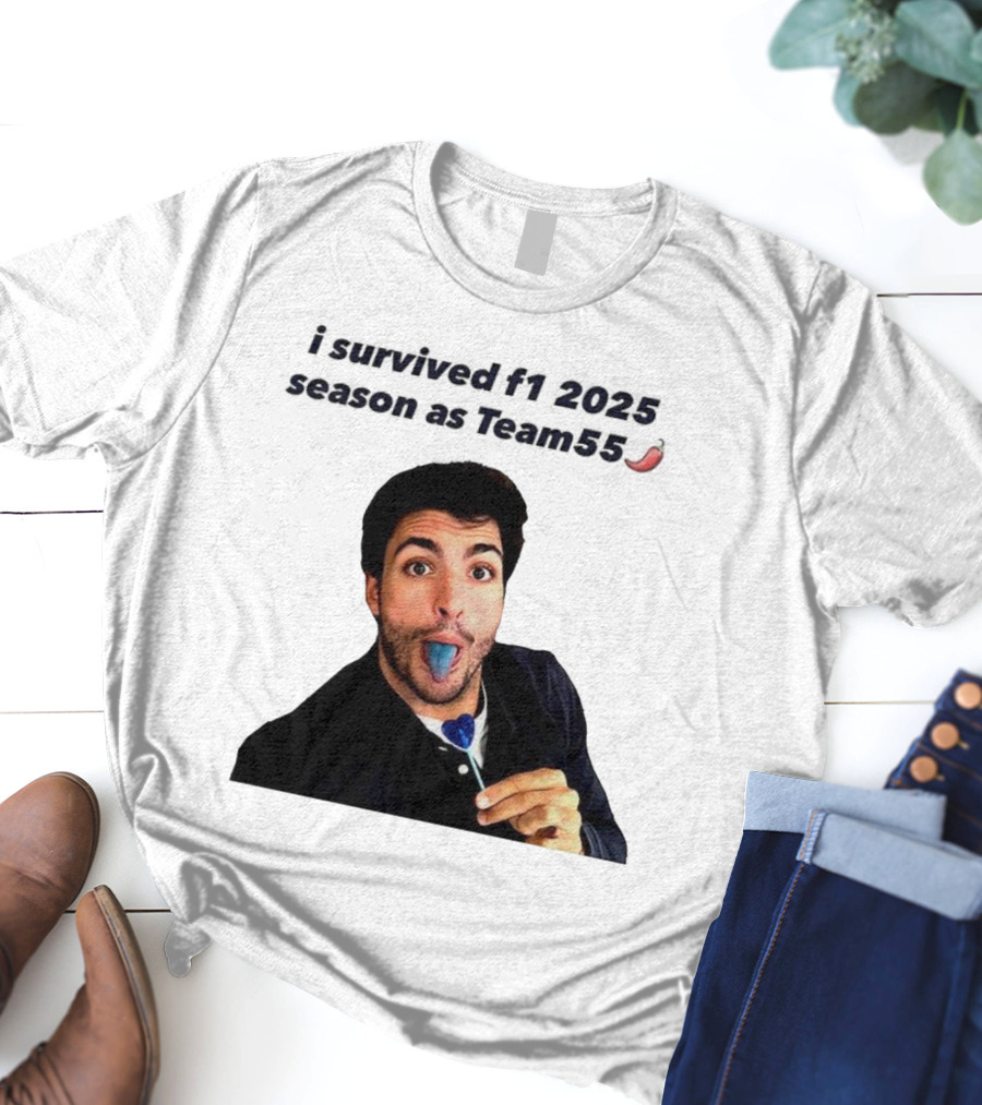 I Survived F1 2025 Season As Team55 Carlos Sainz Blue Tongue Lollipop T-Shirt