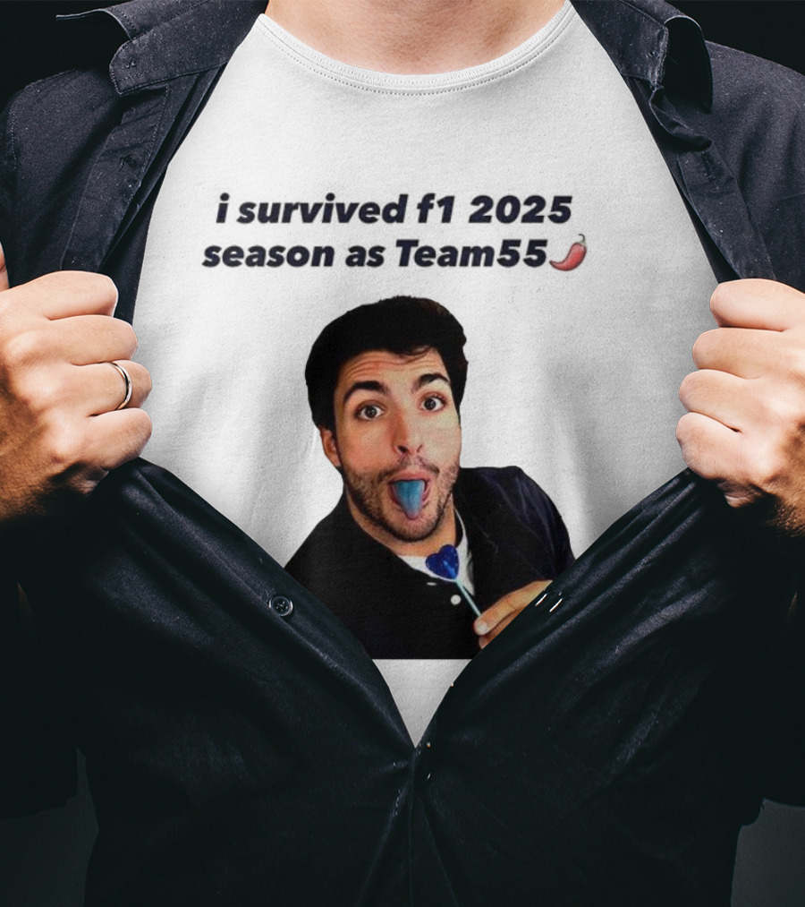 I Survived F1 2025 Season As Team55 Carlos Sainz Blue Tongue Lollipop T-Shirt