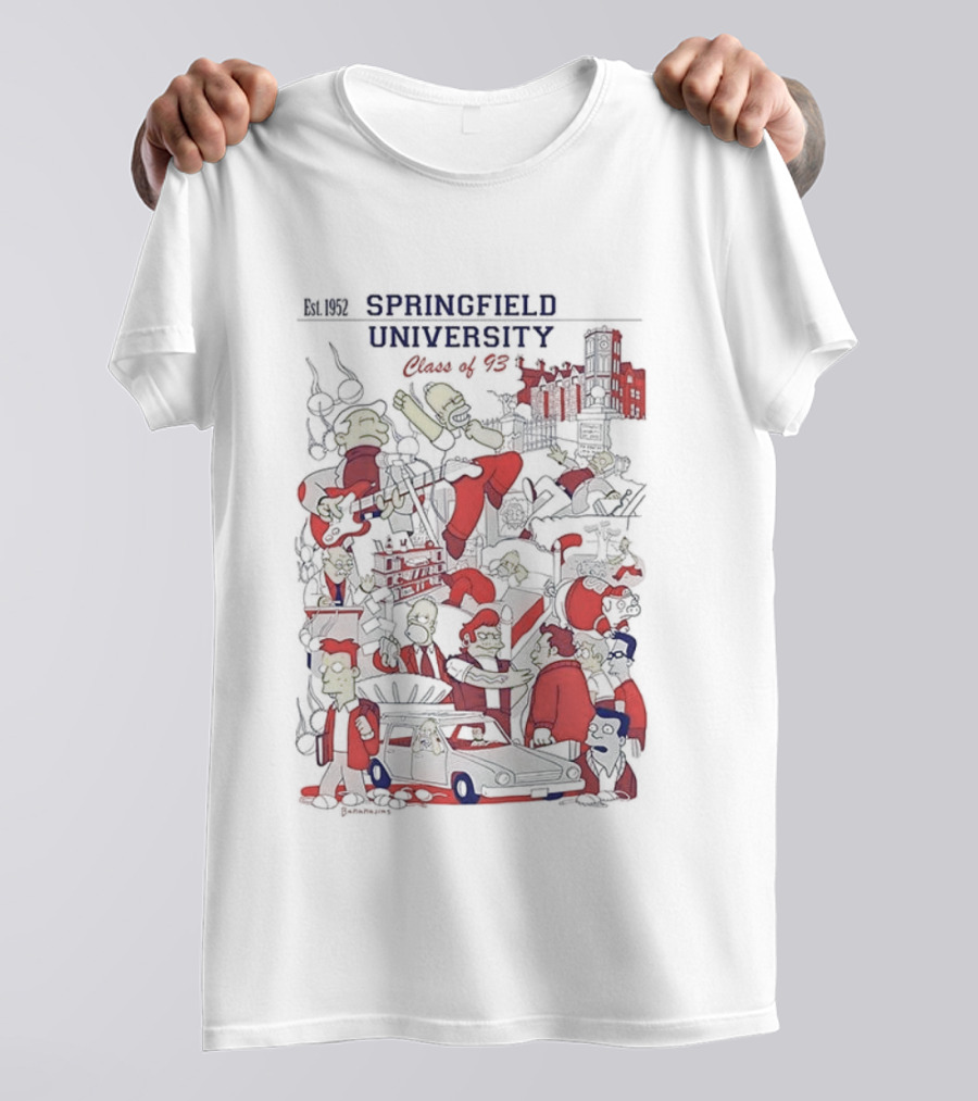 Springfield University Class Of 93 Homer Est 1952 Classic Cartoon Simpsons Characters Retro Style T-Shirt