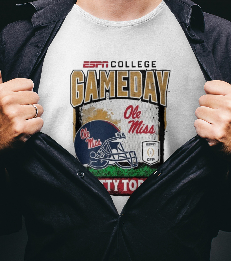 ESPN College Football Gameday Ole Miss Helmet Hotty Toddy CFP T-Shirt