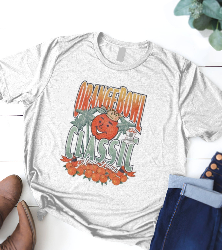 Orange Bowl Classic Miami Crowned Orange Palm Trees Vintage T-Shirt