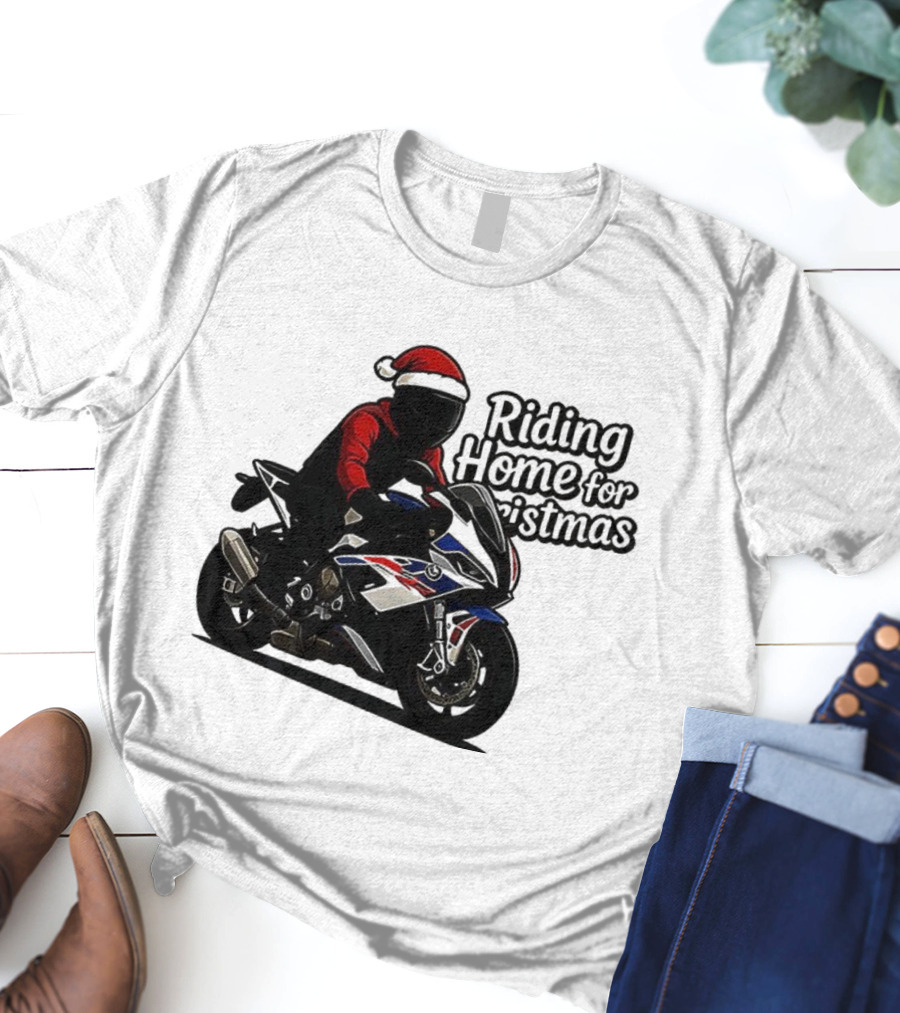 Riding Home For Christmas BMW S1000RR Big Motorbikes T-Shirt
