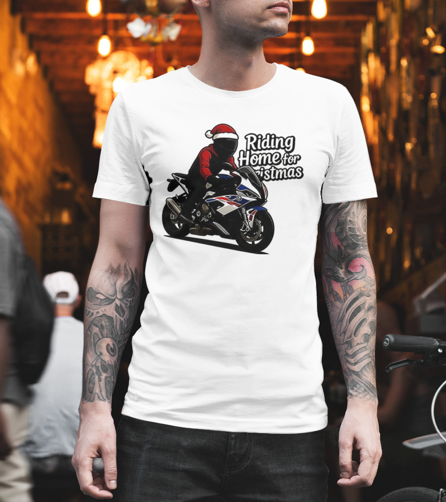Riding Home For Christmas BMW S1000RR Big Motorbikes T-Shirt