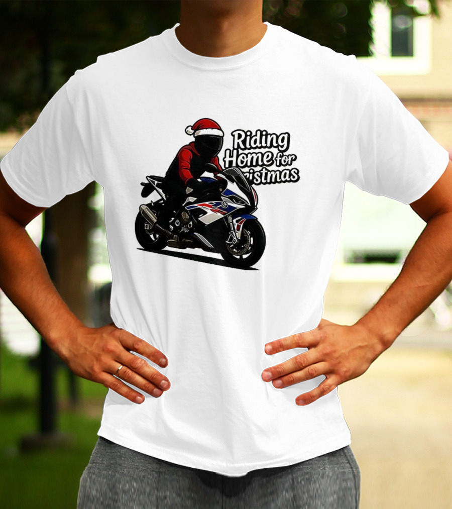 Riding Home For Christmas BMW S1000RR Big Motorbikes T-Shirt