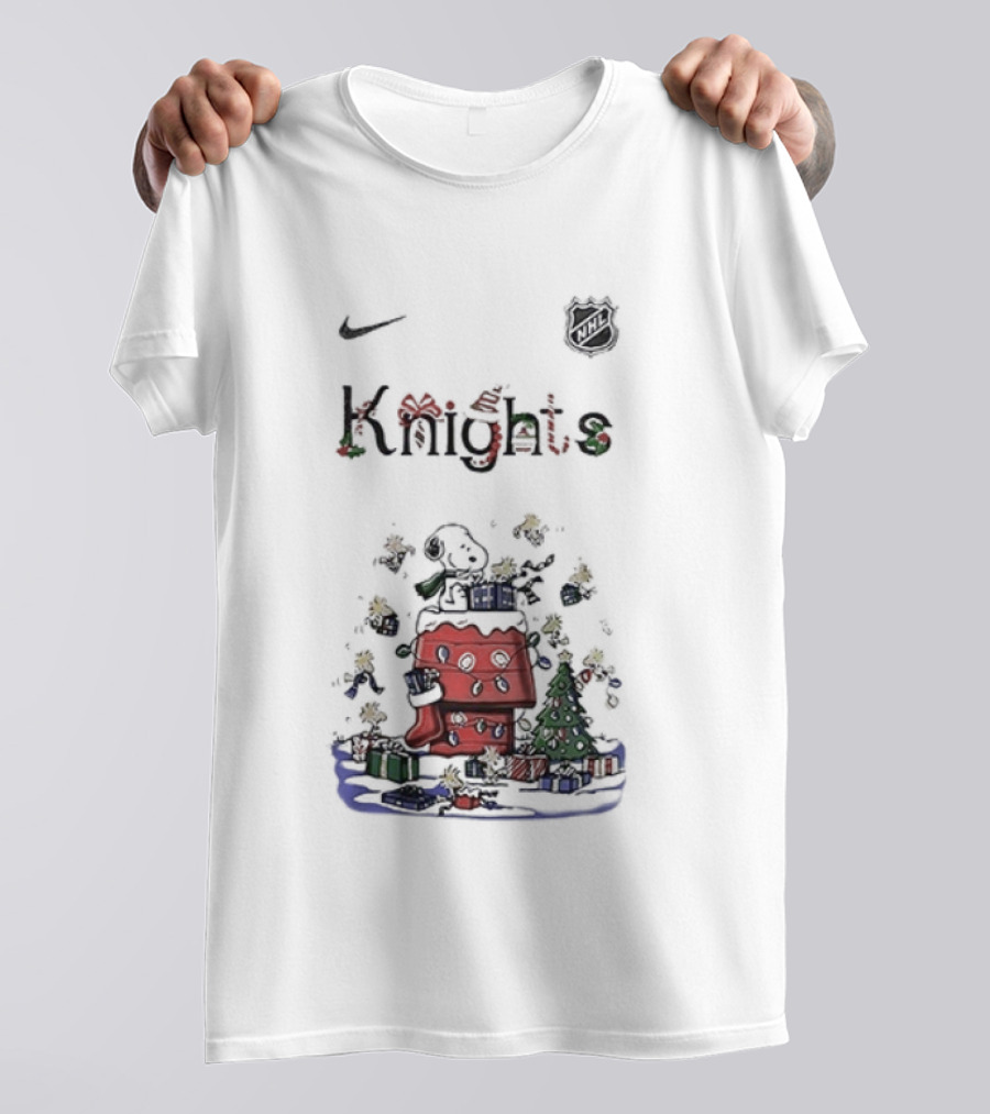 Vegas Golden Knights Peanuts Snoopy Christmas Nike Collaboration T-Shirt