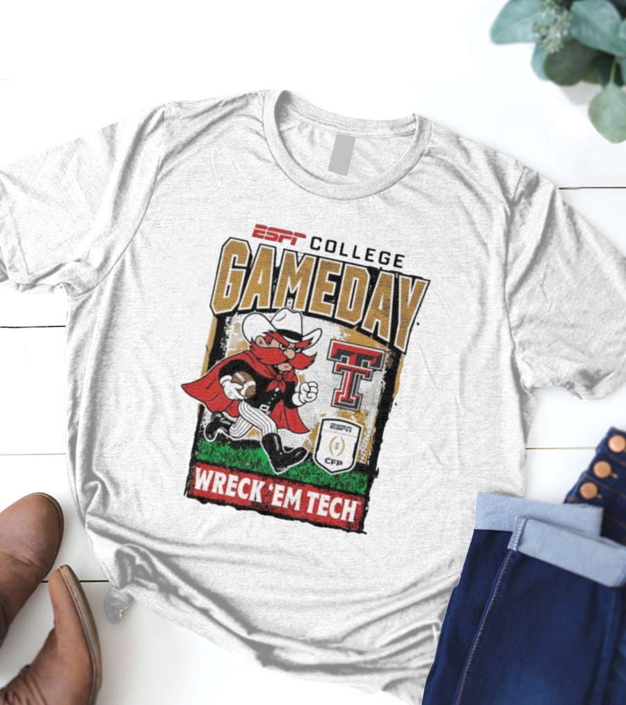 Texas Tech Red Raiders ESPNU College Gameday Wreck 'Em Tech Mascot CFP 2025-2026 T-Shirt