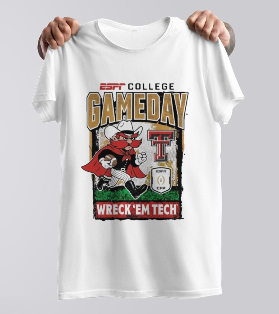 Texas Tech Red Raiders ESPNU College Gameday Wreck 'Em Tech Mascot CFP 2025-2026 T-Shirt