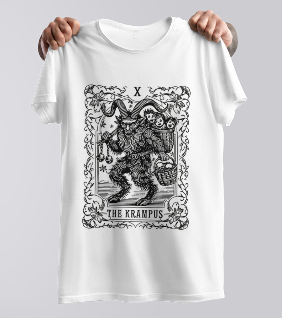 The Krampus Tarot Card X Gothic Occult Christmas Design T-Shirt