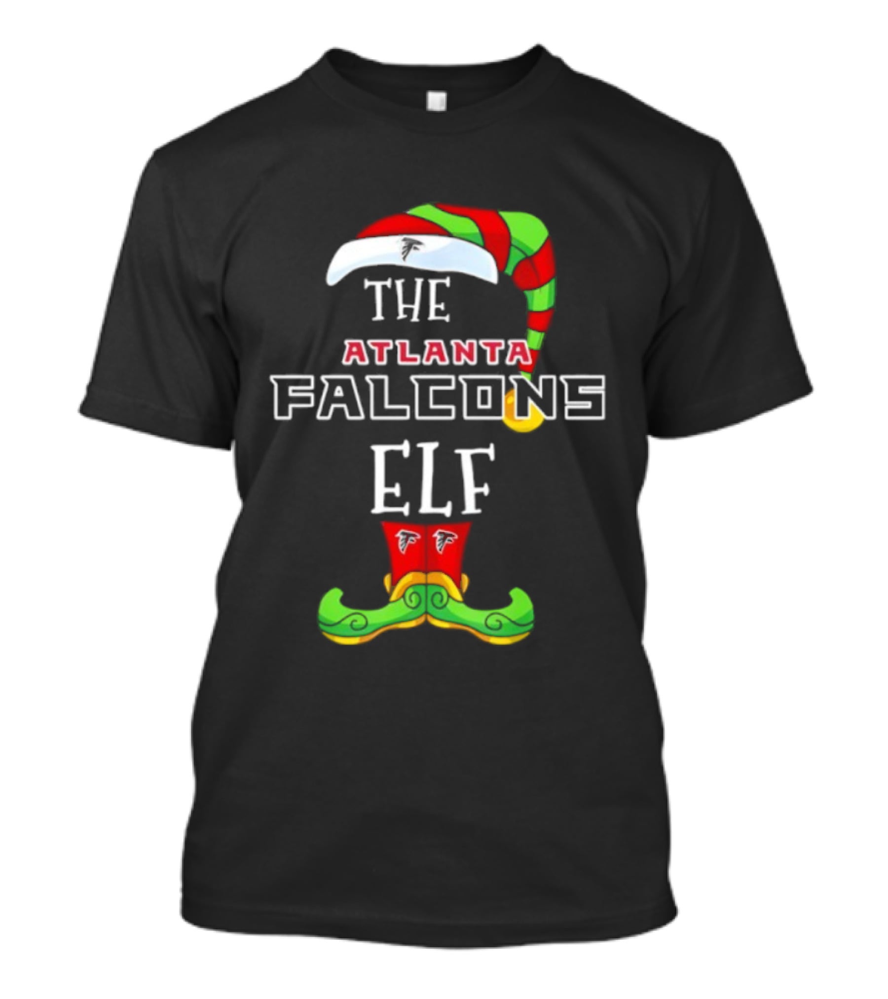Atlanta Falcons Christmas Elf Hat And Socks With Team Logos T-Shirt