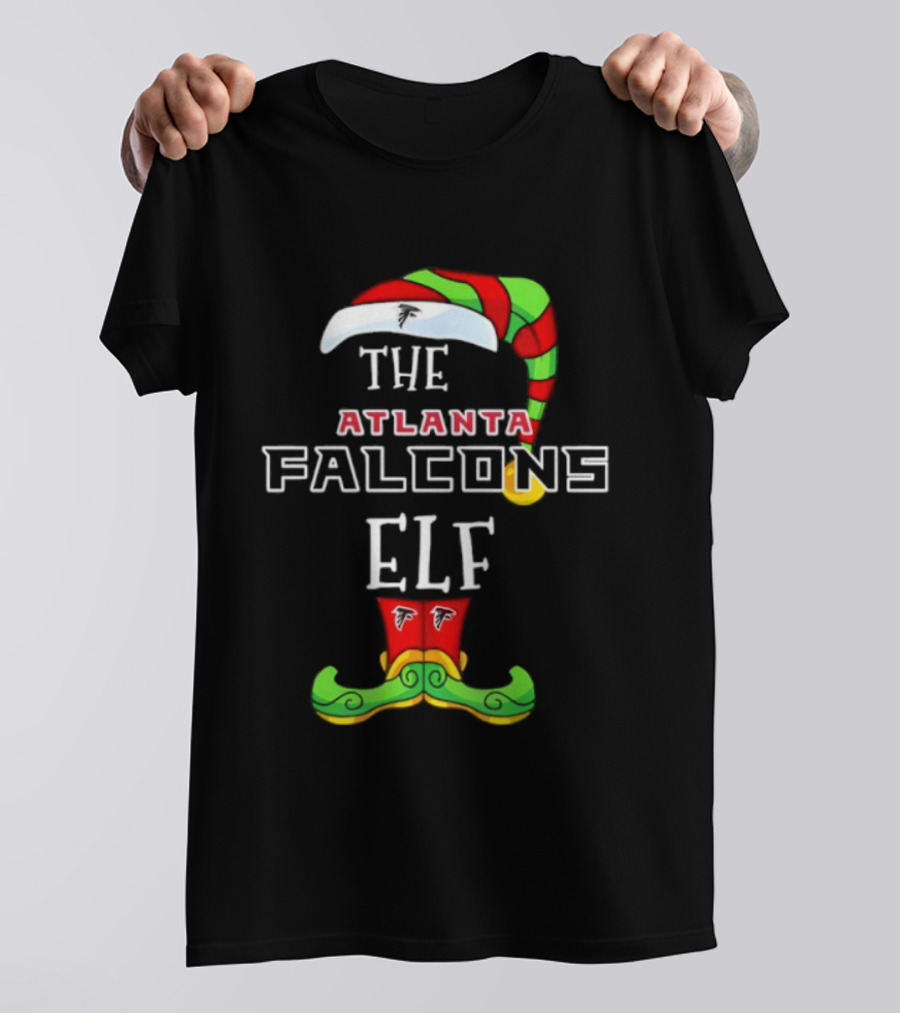 Atlanta Falcons Christmas Elf Hat And Socks With Team Logos T-Shirt