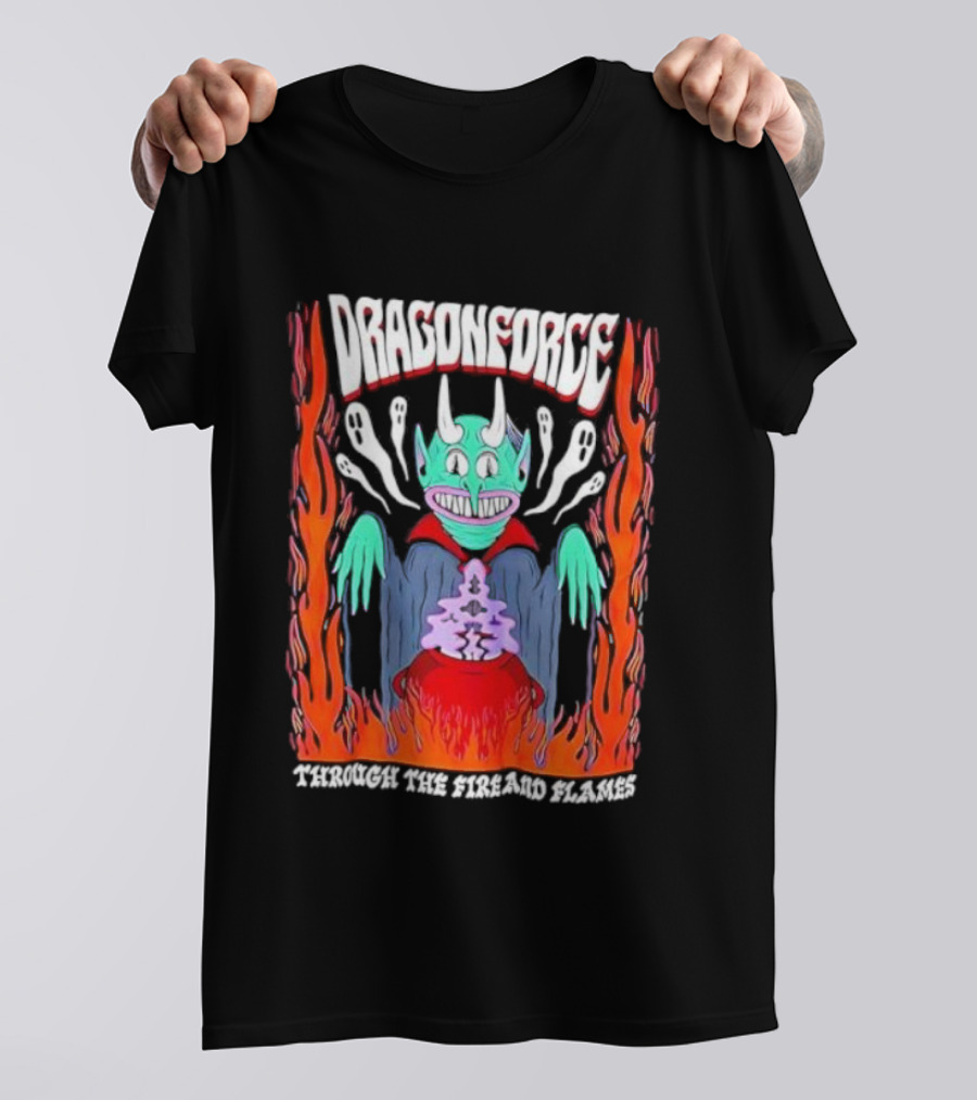 Dragonforce Through The Fire And Flames Goblin Horns Flames T-Shirt