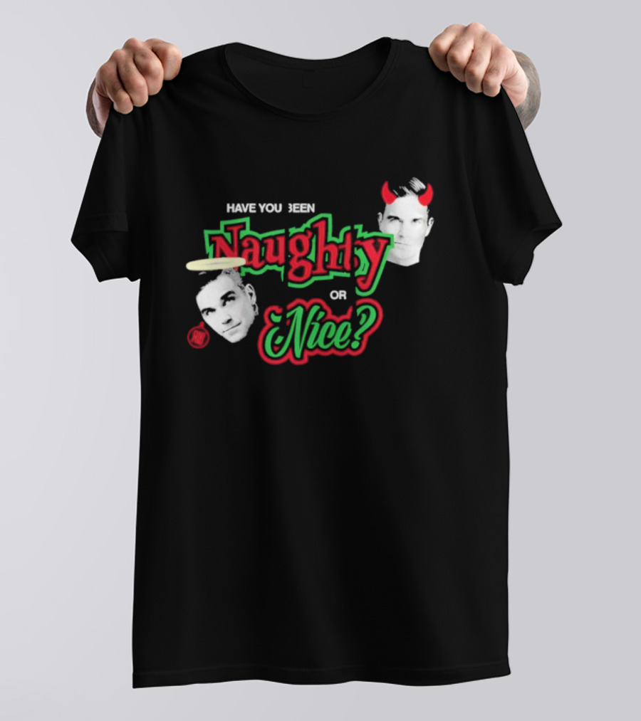 Naughty Or Nice Devil Angel Contrast Faces T-Shirt
