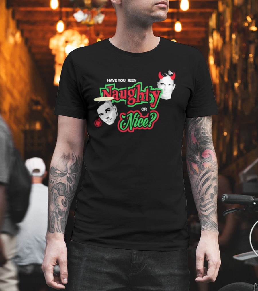 Naughty Or Nice Devil Angel Contrast Faces T-Shirt