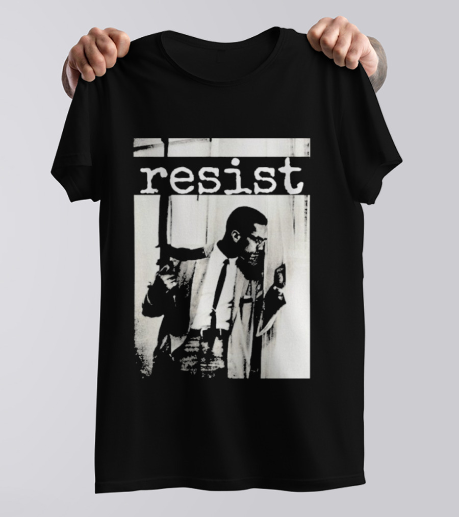 Malcolm X Resist Powerful Message Imagery T-Shirt