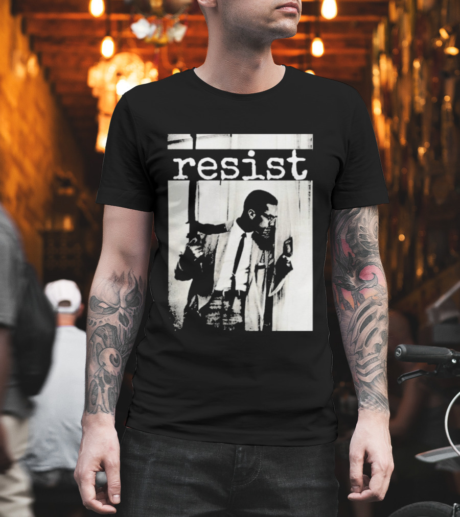 Malcolm X Resist Powerful Message Imagery T-Shirt