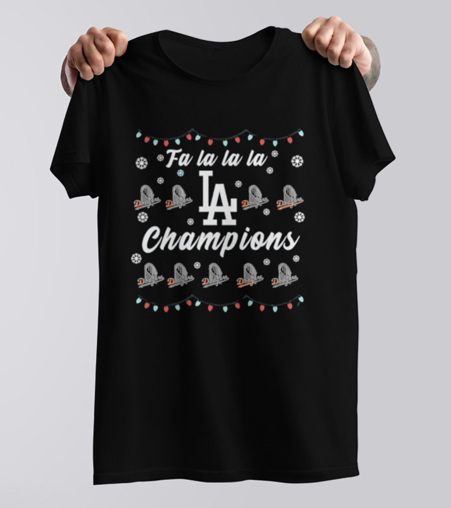 Fa La La La LA Champions Christmas Dodgers 2025 World Series T-Shirt