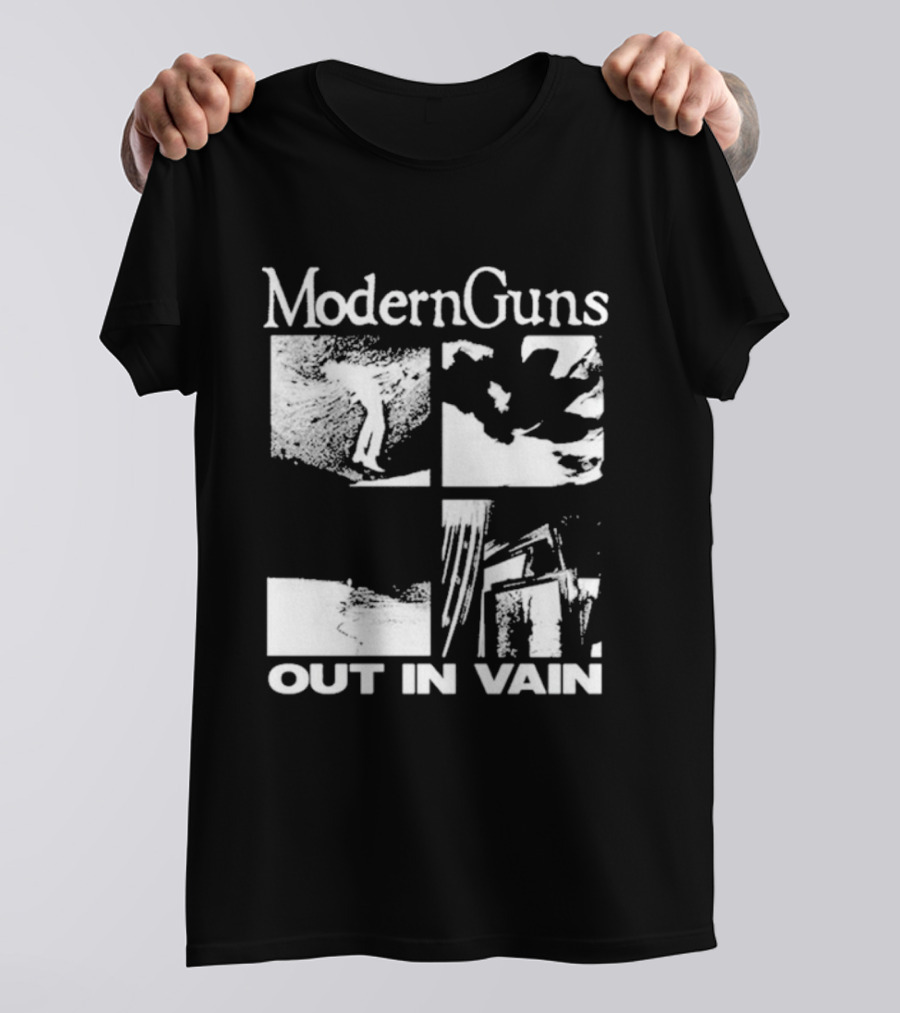 Modern Guns Out In Vain Four-Panel Abstract Imagery T-Shirt
