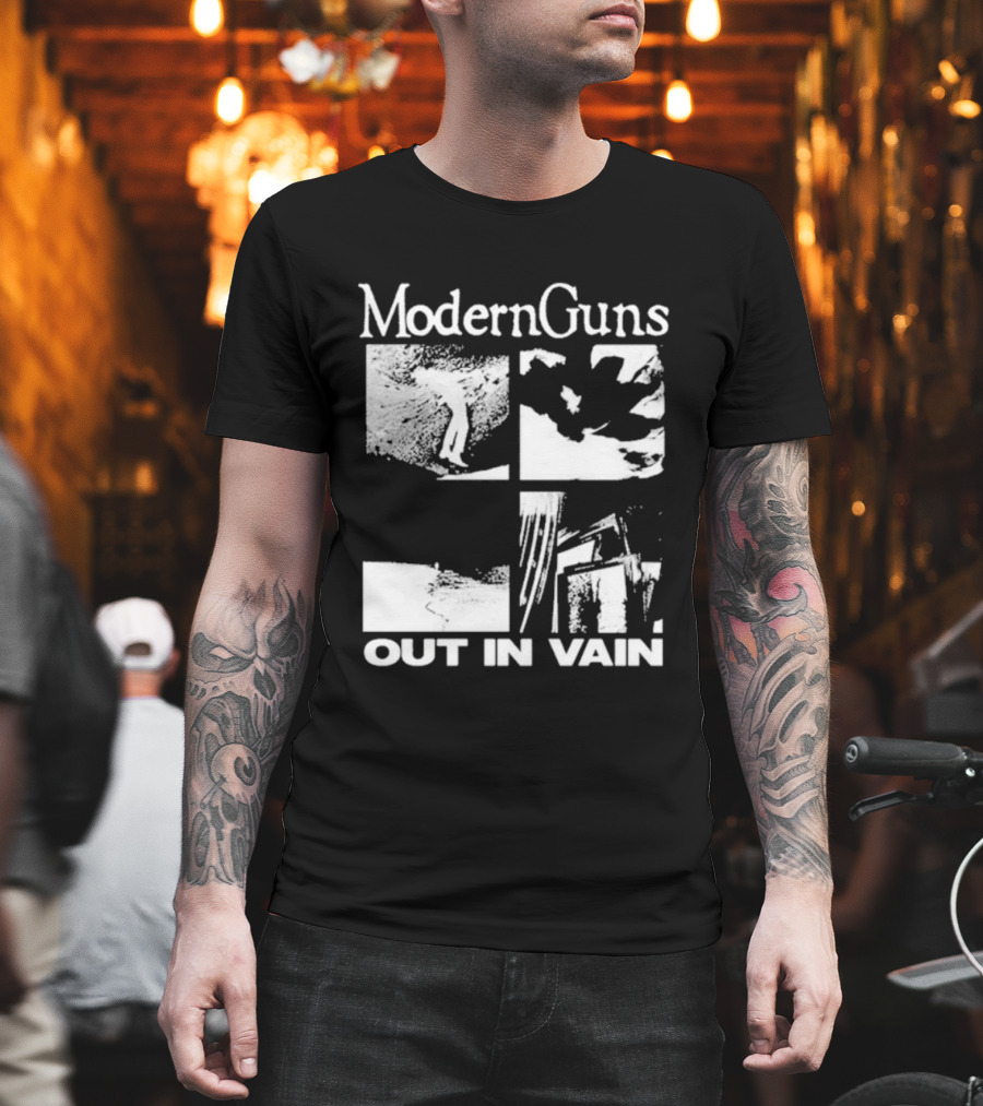 Modern Guns Out In Vain Four-Panel Abstract Imagery T-Shirt