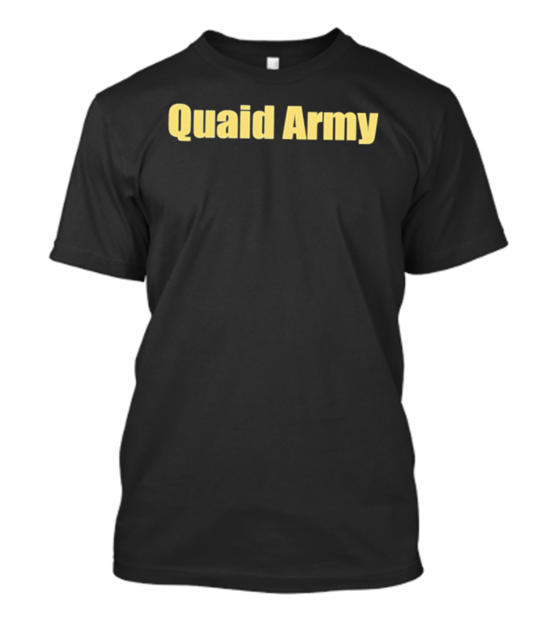 Quaid Army Text Simple Yellow Bold Font T-Shirt