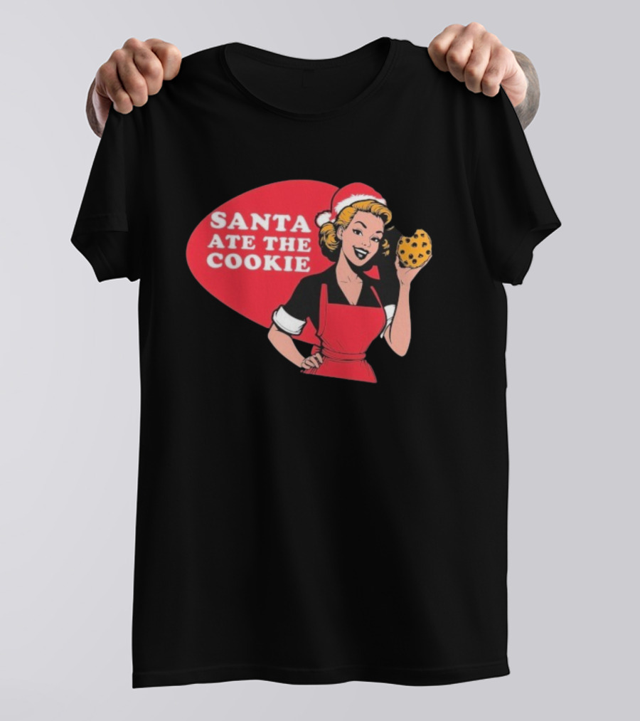 Vintage Santa Ate The Cookie Christmas Retro Humor T-Shirt