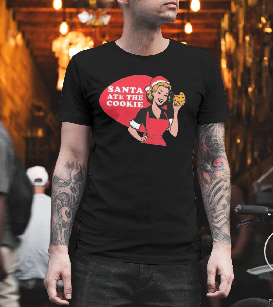 Vintage Santa Ate The Cookie Christmas Retro Humor T-Shirt
