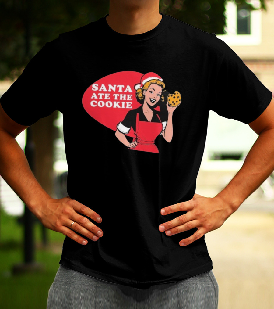 Vintage Santa Ate The Cookie Christmas Retro Humor T-Shirt