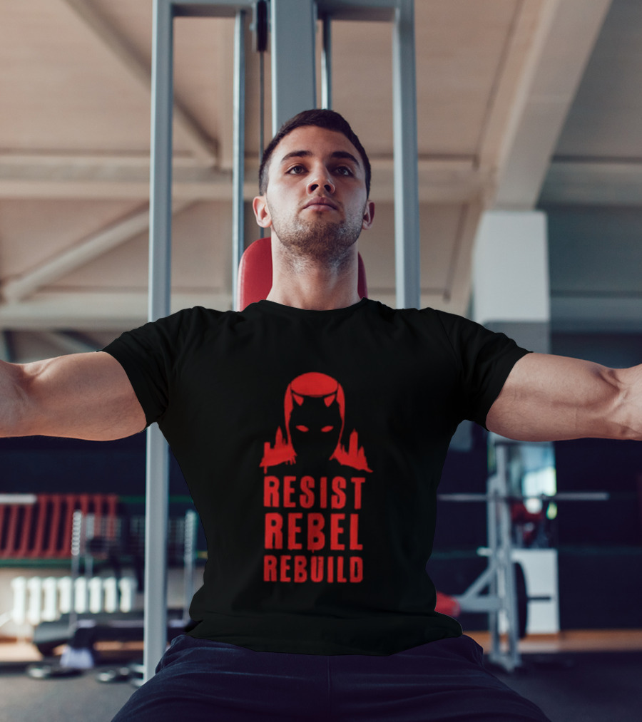Daredevil Resist Rebel Rebuild Heroic Icon Mask Symbol T-Shirt