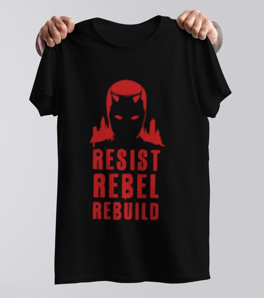 Daredevil Resist Rebel Rebuild Heroic Icon Mask Symbol T-Shirt