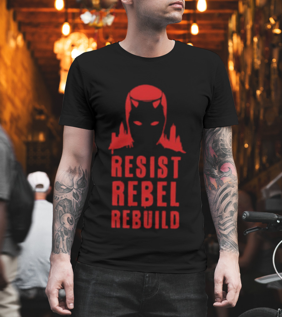 Daredevil Resist Rebel Rebuild Heroic Icon Mask Symbol T-Shirt