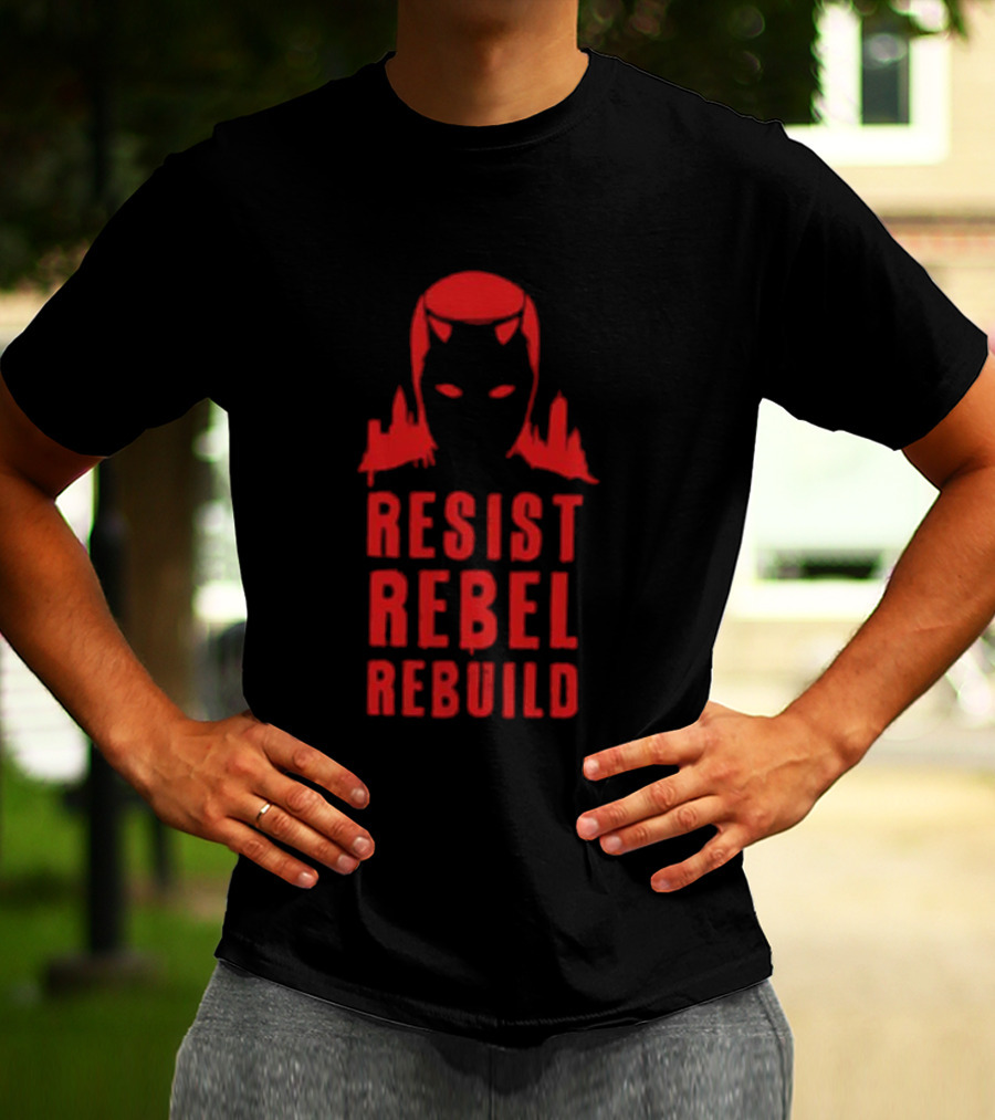 Daredevil Resist Rebel Rebuild Heroic Icon Mask Symbol T-Shirt