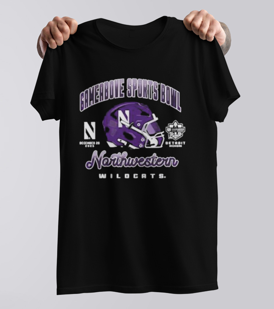 Gameabove Sports Bowl Northwestern Wildcats 2025 Helmet T-Shirt