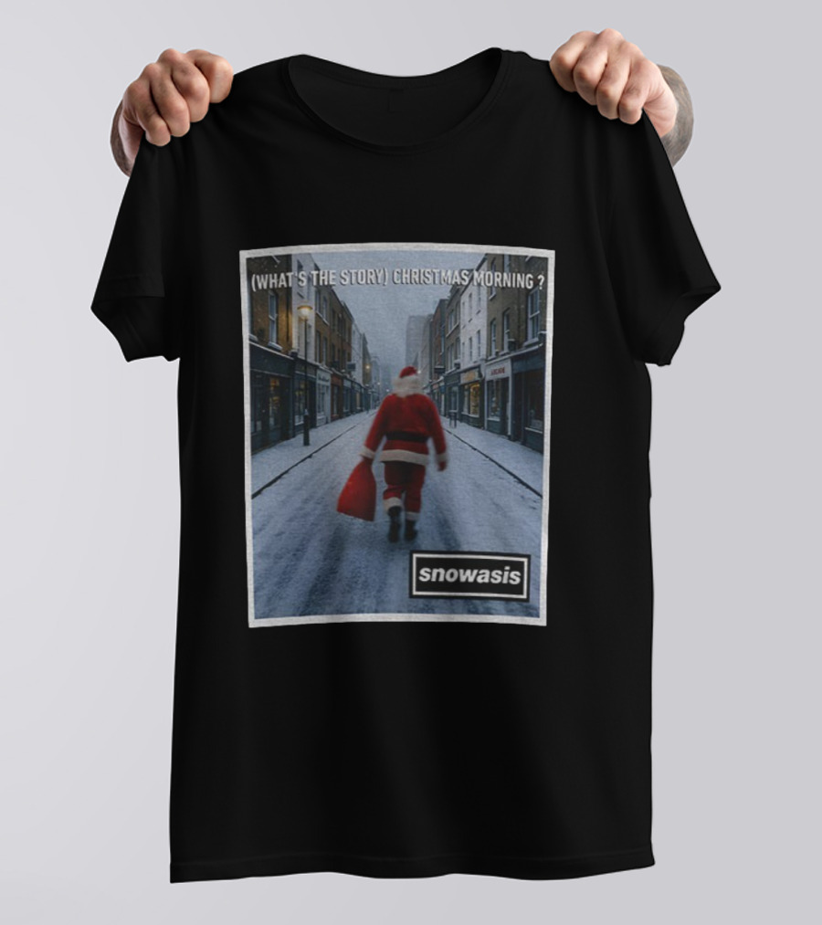 (What's The Story) Christmas Morning Snowasis Santa Scene T-Shirt