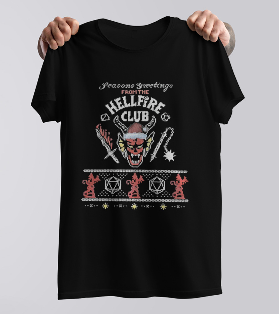 Seasons Greetings From The Hellfire Club Christmas Sweater Style T-Shirt