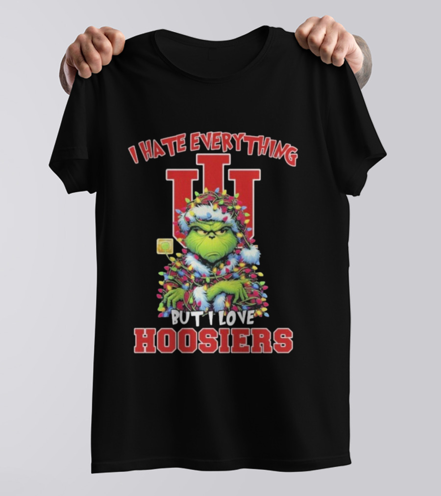 I Hate Everything But I Love Hoosiers Grinch Christmas Indiana T-Shirt
