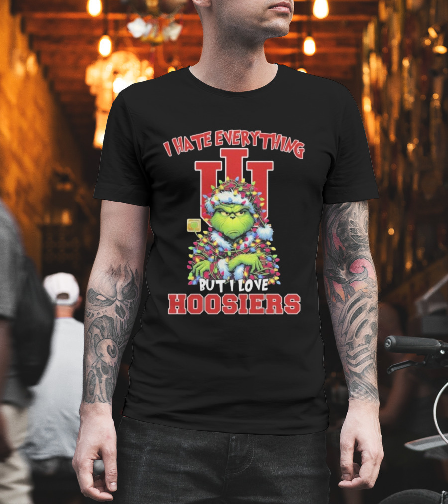 I Hate Everything But I Love Hoosiers Grinch Christmas Indiana T-Shirt