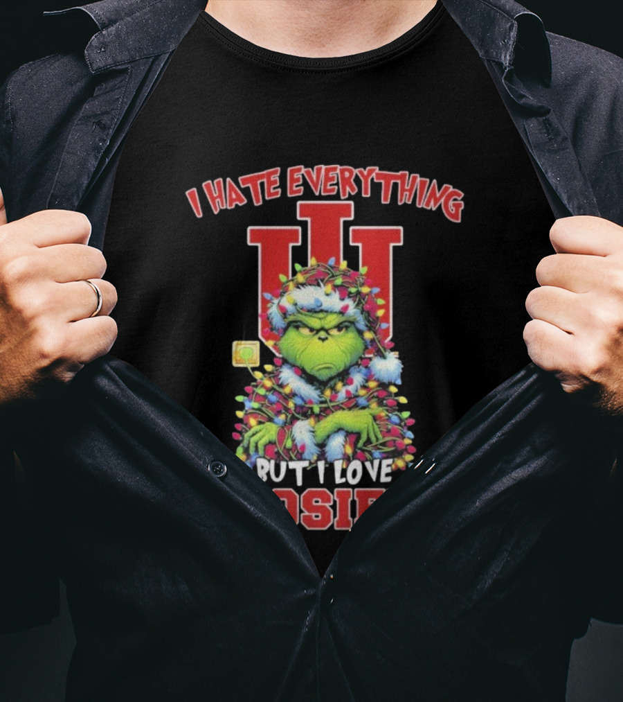 I Hate Everything But I Love Hoosiers Grinch Christmas Indiana T-Shirt
