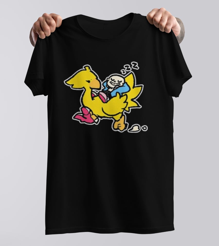 Undertale X Square Enix Sans Riding Chocobo Collaboration T-Shirt