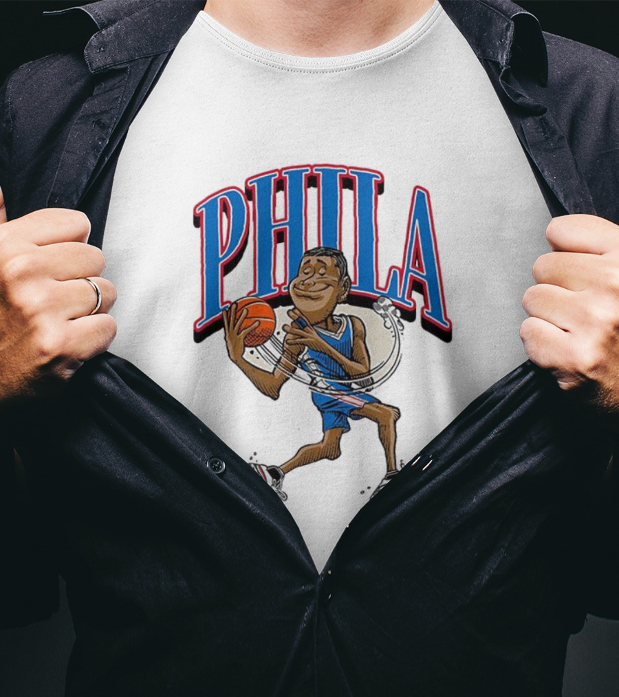 PHILA Basketball Player Cartoon With Ball T-Shirt