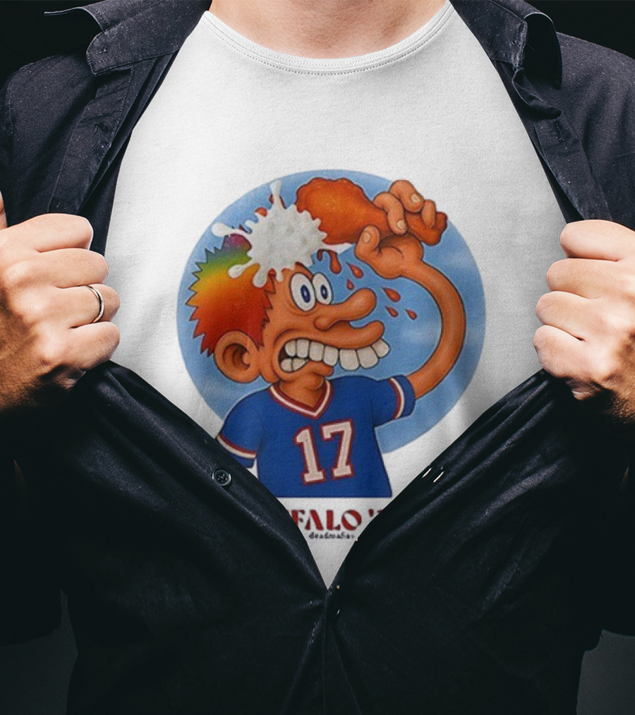 Buffalo Bills Cartoon Character Chicken Wing Helmet 17 Buffalo '25 T-Shirt