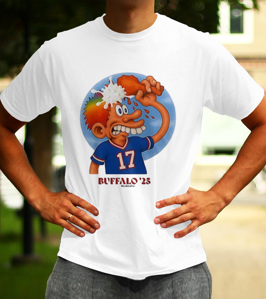 Buffalo Bills Cartoon Character Chicken Wing Helmet 17 Buffalo '25 T-Shirt