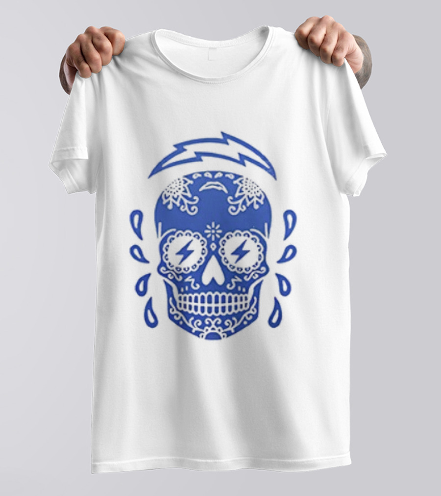 Puro Chargers 1960 Los Angeles Chargers Sugar Skull NFL Team Spirit T-Shirt