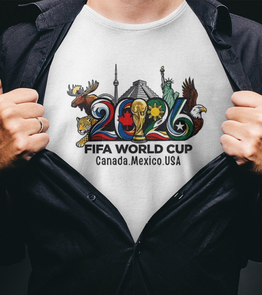 FIFA World Cup 2026 Canada Mexico USA Wildlife Landmarks Icons T-Shirt